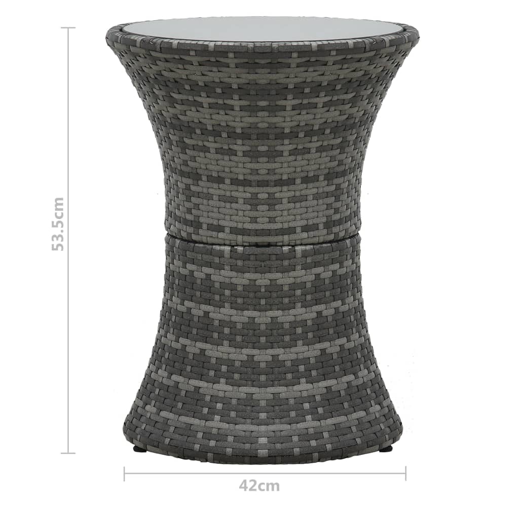 3-tlg. Bistro-Set mit Auflagen Poly Rattan Grau