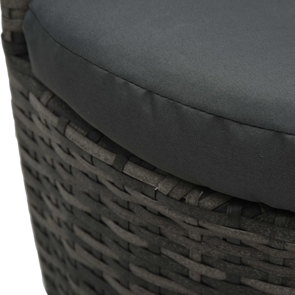3-tlg. Bistro-Set mit Auflagen Poly Rattan Grau