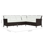 3-tlg. Garten-Lounge-Set mit Auflagen Poly Rattan Braun