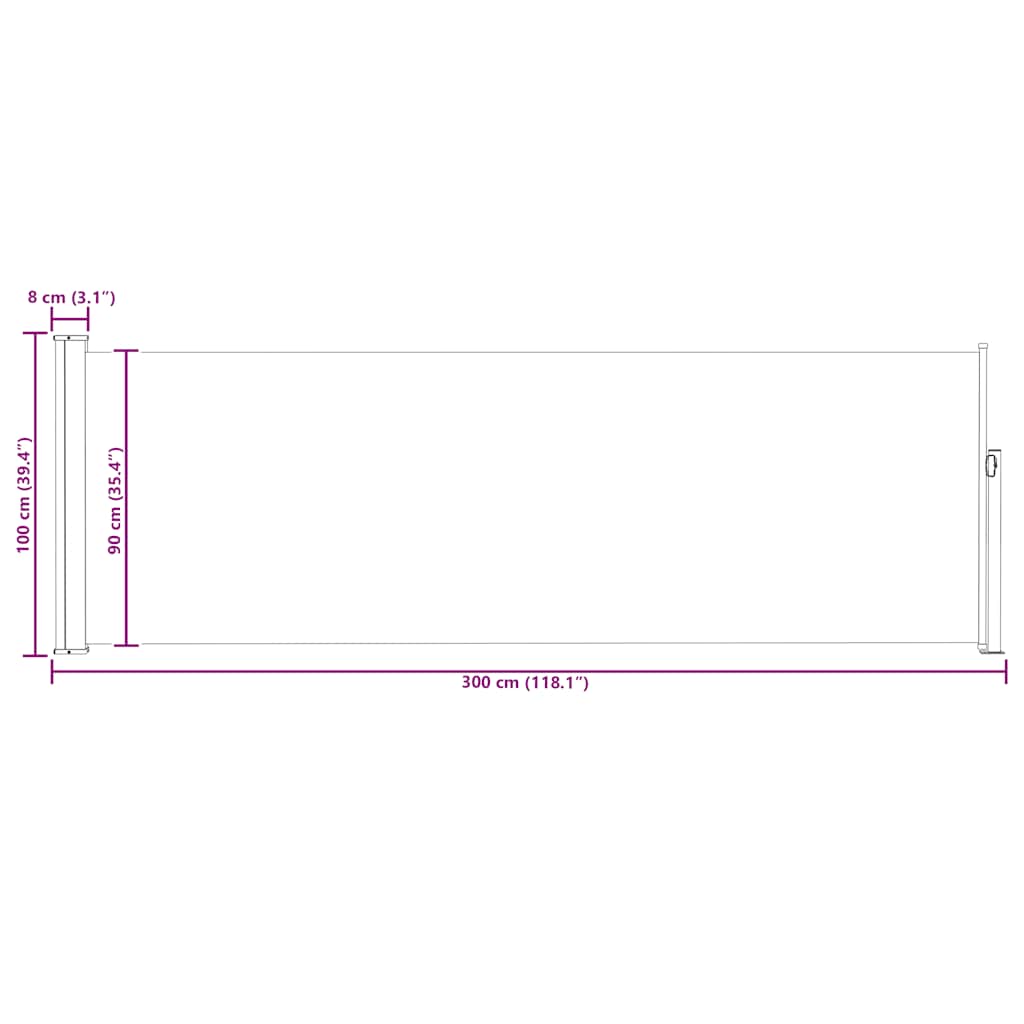 Ausziehbare Seitenmarkise 100x300 cm Rot