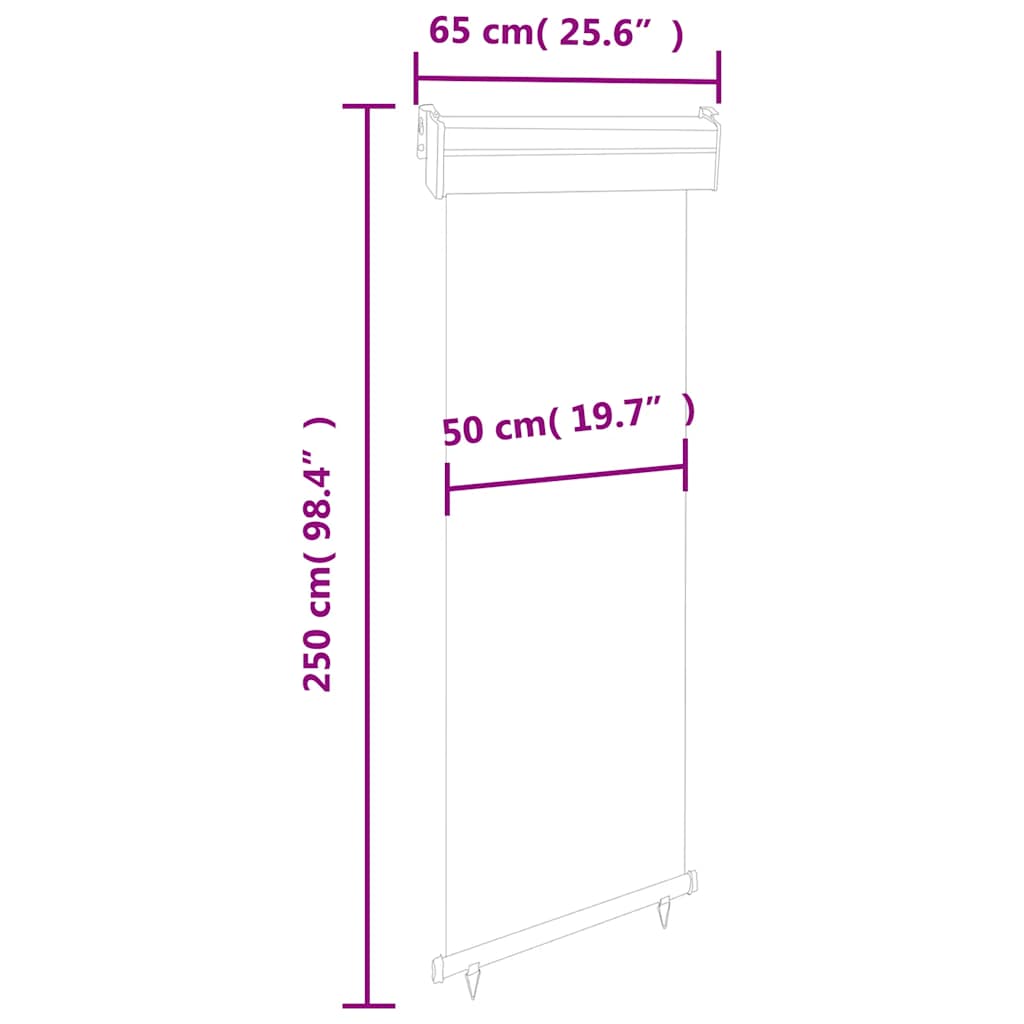 Balkon-Seitenmarkise 65x250 cm Grau