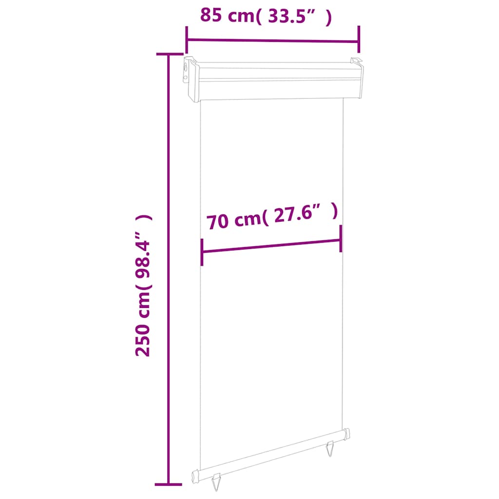 Balkon-Seitenmarkise 85x250 cm Creme