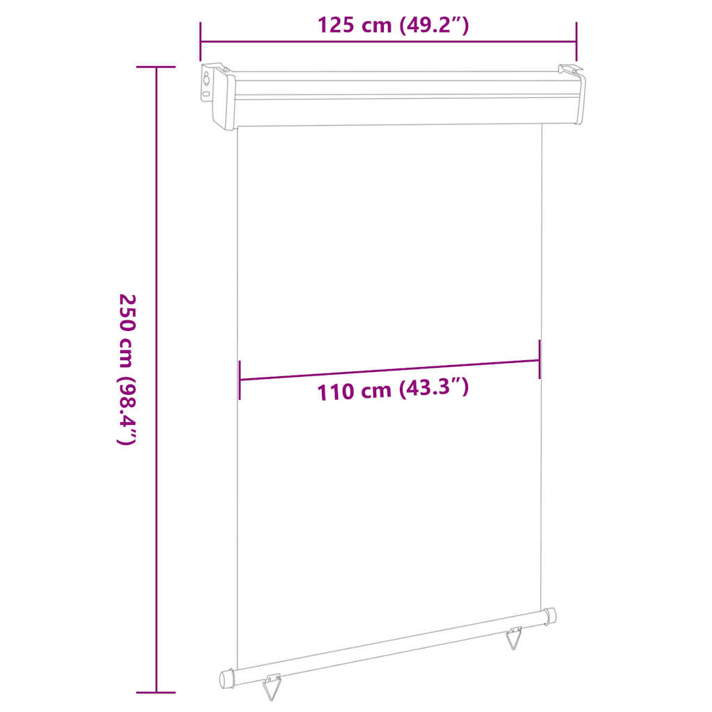 Balkon-Seitenmarkise 125x250 cm Creme