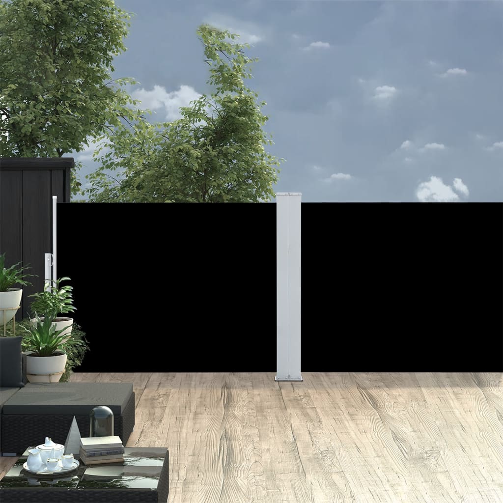 Ausziehbare Seitenmarkise Schwarz 100 x 1000 cm