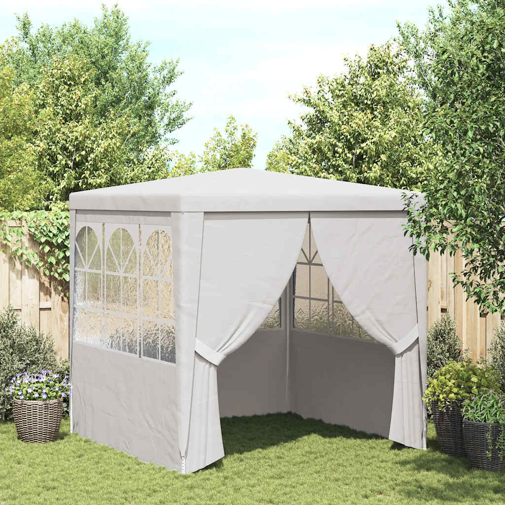 Profi-Partyzelt mit Seitenwänden 2,5x2,5 m Weiß 90 g/m²