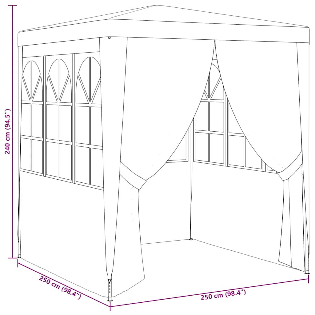 Profi-Partyzelt mit Seitenwänden 2,5x2,5 m Blau 90 g/m²