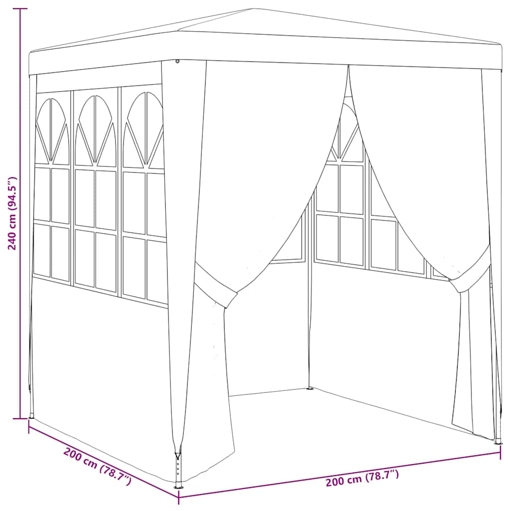 Profi-Partyzelt mit Seitenwänden 2×2m Anthrazit 90 g/m²