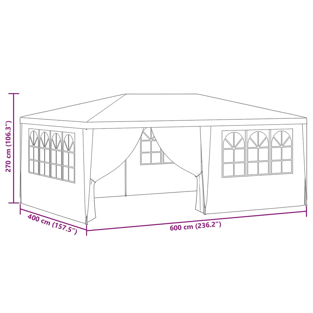 Profi-Partyzelt mit Seitenwänden 4×6 m Anthrazit 90 g/m²