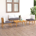 4-tlg. Garten-Lounge-Set mit Auflagen Massivholz Akazie