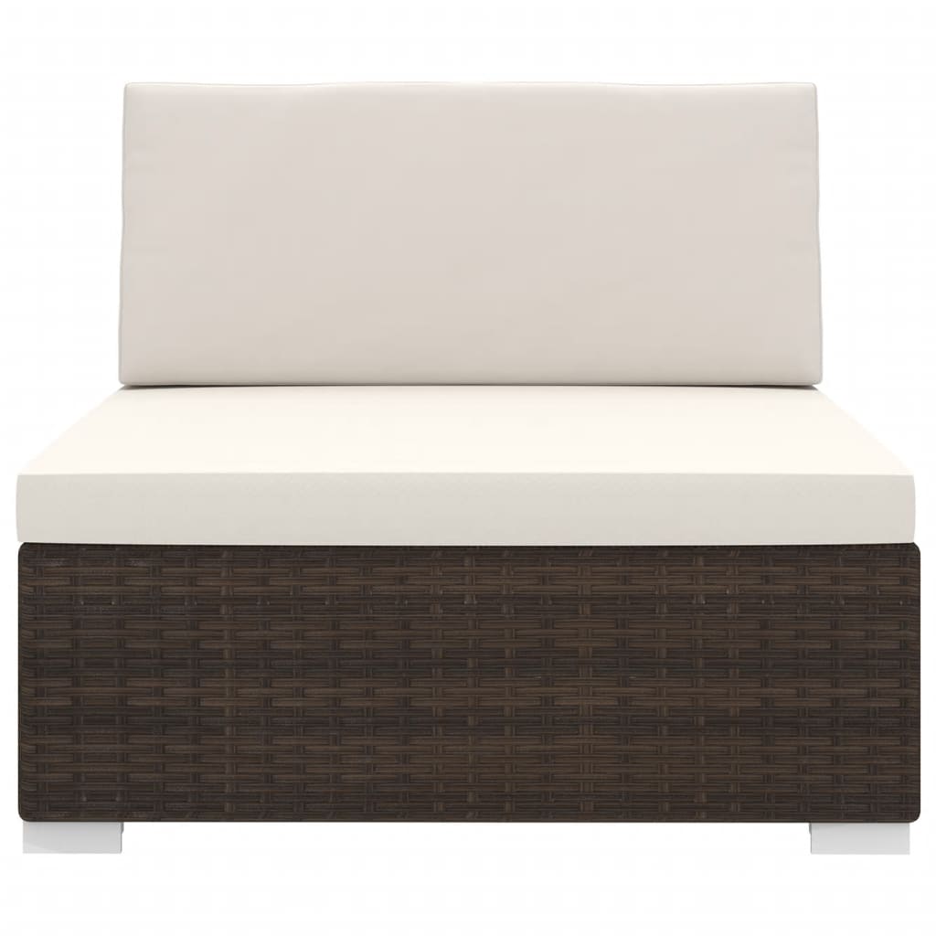 Mittelsofa mit Kissen Modular Poly Rattan Braun