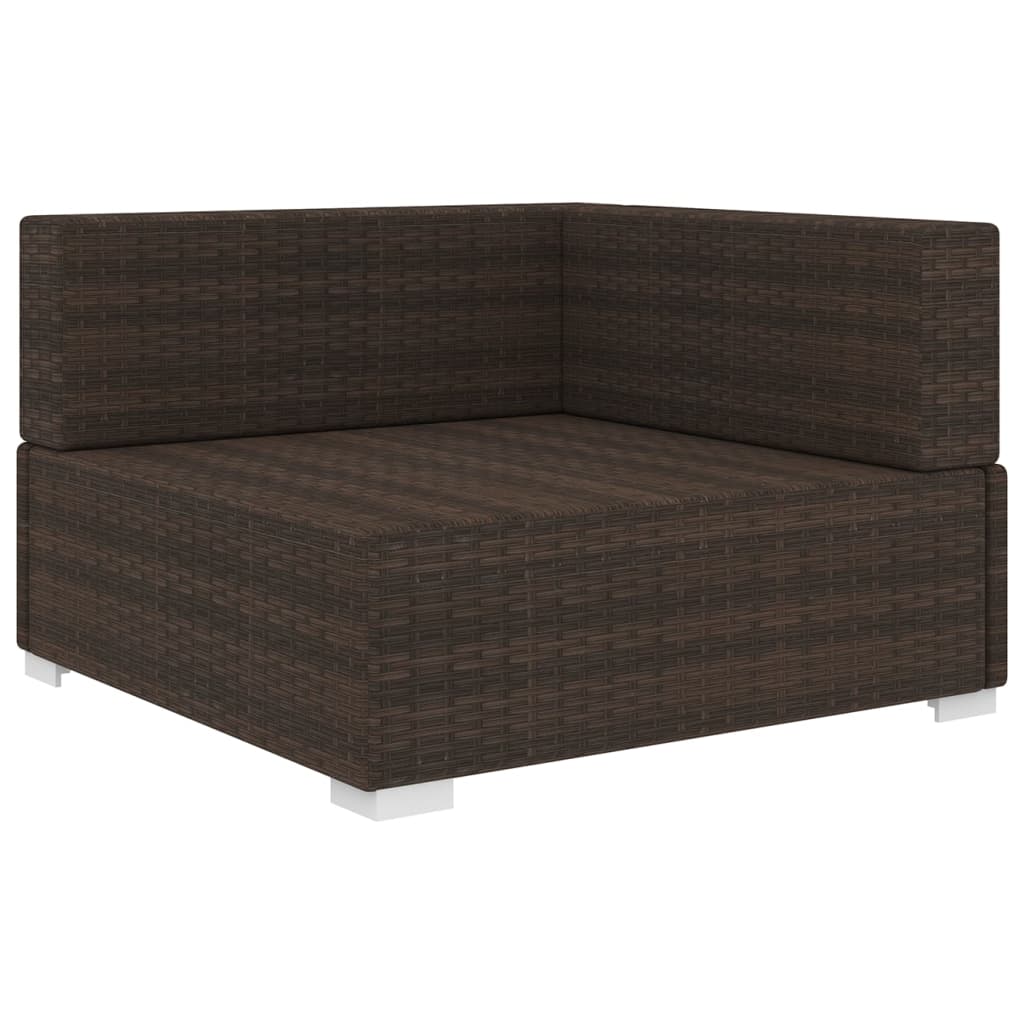 Modular-Ecksessel mit Kissen Poly Rattan Braun