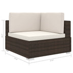 Modular-Ecksessel mit Kissen Poly Rattan Braun