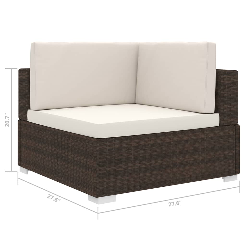 Modular-Ecksessel mit Kissen Poly Rattan Braun