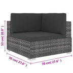 Sofa-Eckteil mit Kissen Poly Rattan Grau
