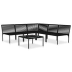 6-tlg. Garten-Lounge-Set mit Auflagen Schwarz PVC