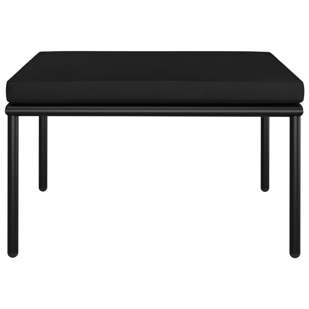 3-tlg. Garten-Lounge-Set mit Auflagen Schwarz PVC