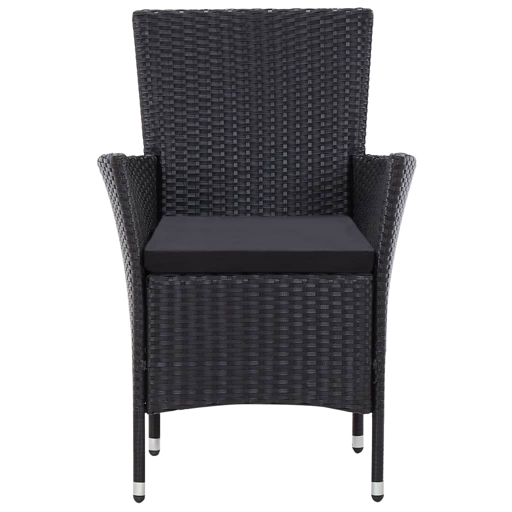 7-tlg. Garten-Essgruppe Poly Rattan Schwarz