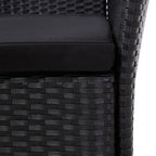 7-tlg. Garten-Essgruppe Poly Rattan Schwarz