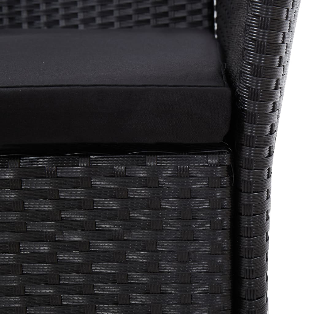 7-tlg. Garten-Essgruppe Poly Rattan Schwarz