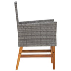 7-tlg. Garten-Essgruppe Poly Rattan und Akazienholz Grau