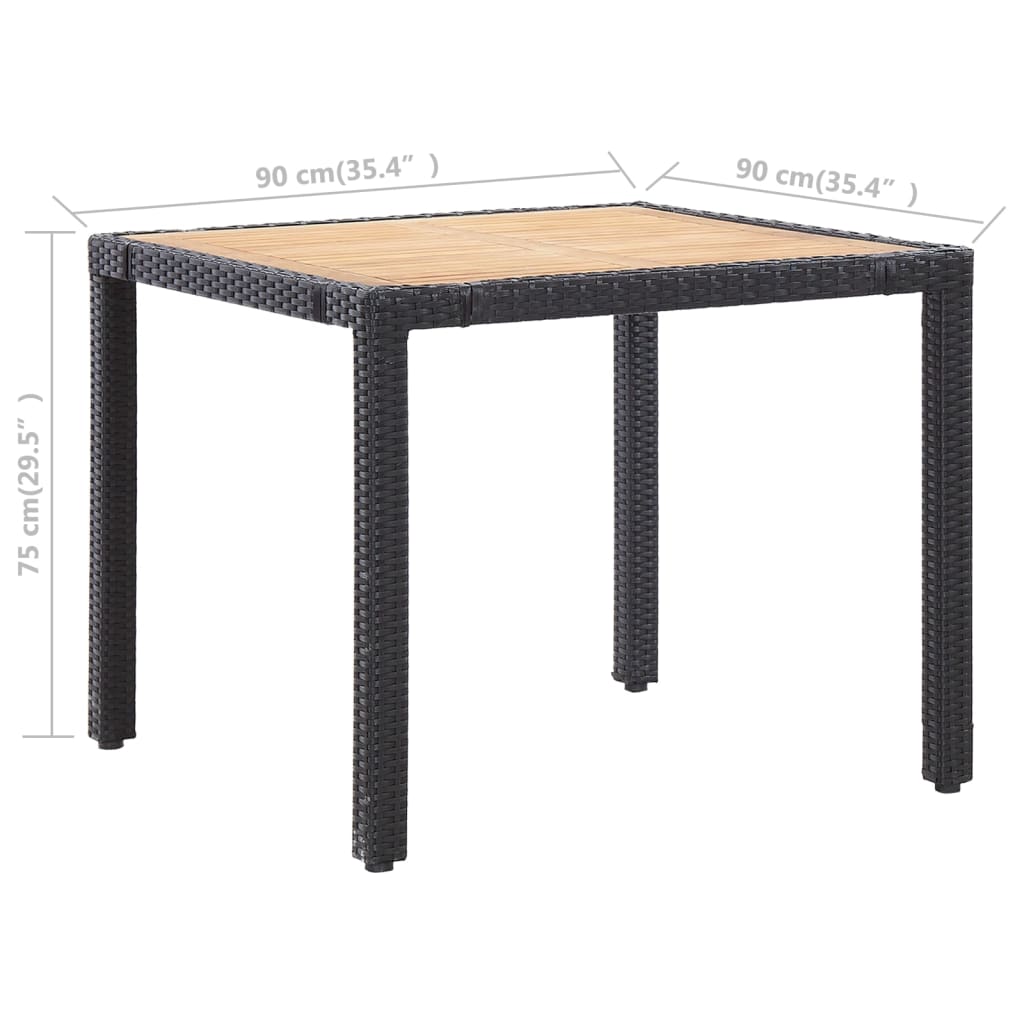 5-tlg. Garten-Essgruppe mit Kissen Poly Rattan Schwarz