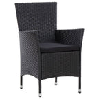 5-tlg. Garten-Essgruppe mit Kissen Poly Rattan Schwarz