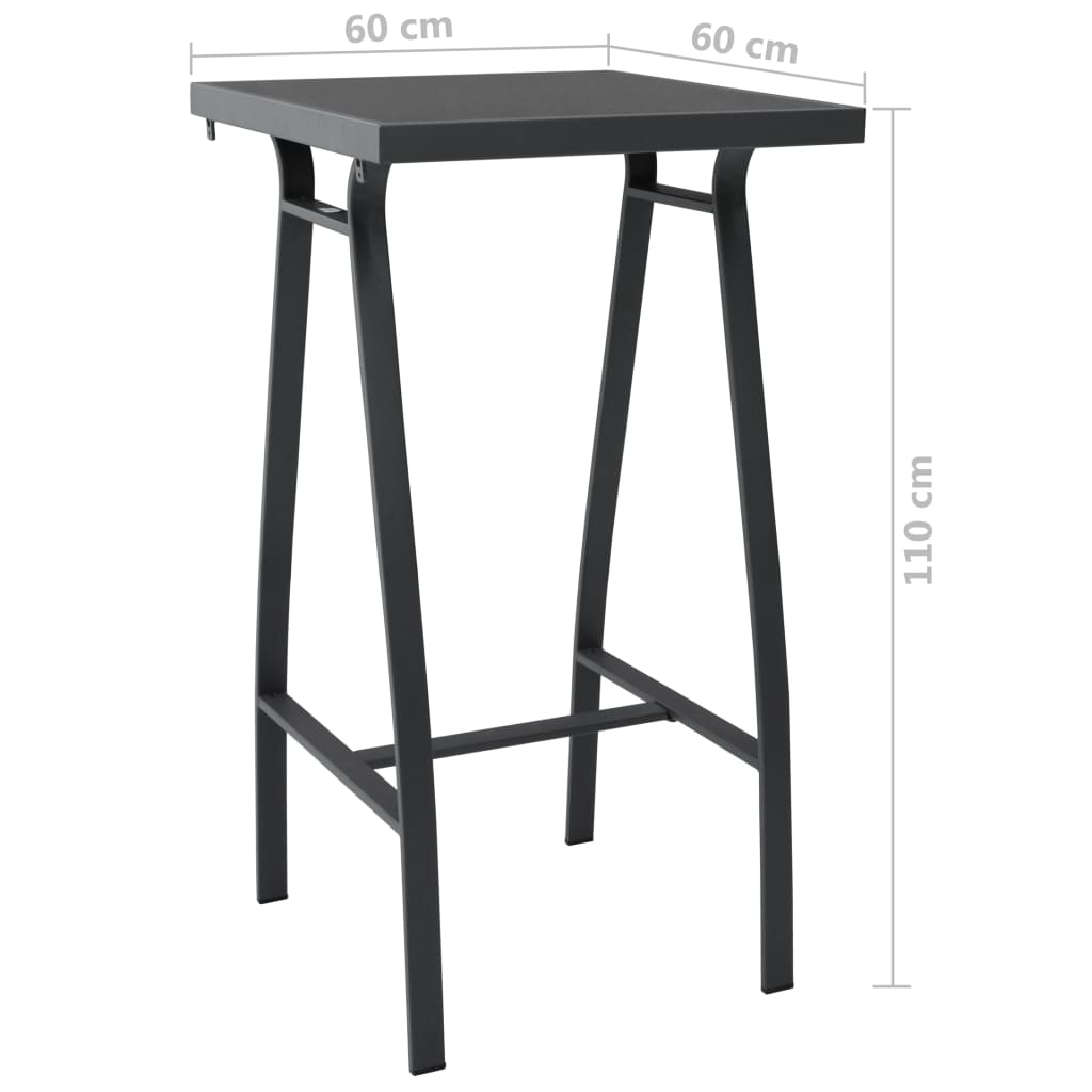 Garten-Bartisch Schwarz 60×60×110 cm Hartglas