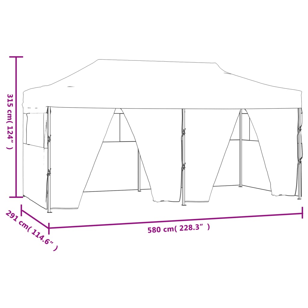 Profi-Partyzelt Faltbar mit 4 Seitenwänden 3×6m Stahl Creme