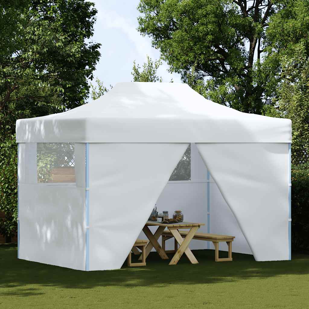 Profi-Partyzelt Faltbar mit 4 Seitenwänden 280x410x315 cm Stahl Weiß