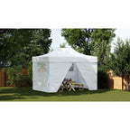 Profi-Partyzelt Faltbar mit 4 Seitenwänden 280x410x315 cm Stahl Weiß
