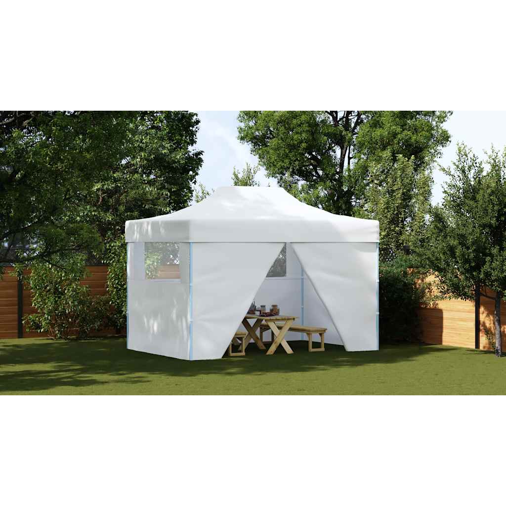 Profi-Partyzelt Faltbar mit 4 Seitenwänden 280x410x315 cm Stahl Weiß