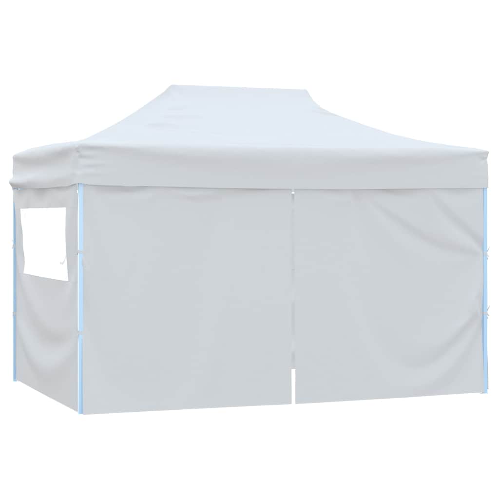 Profi-Partyzelt Faltbar mit 4 Seitenwänden 280x410x315 cm Stahl Weiß