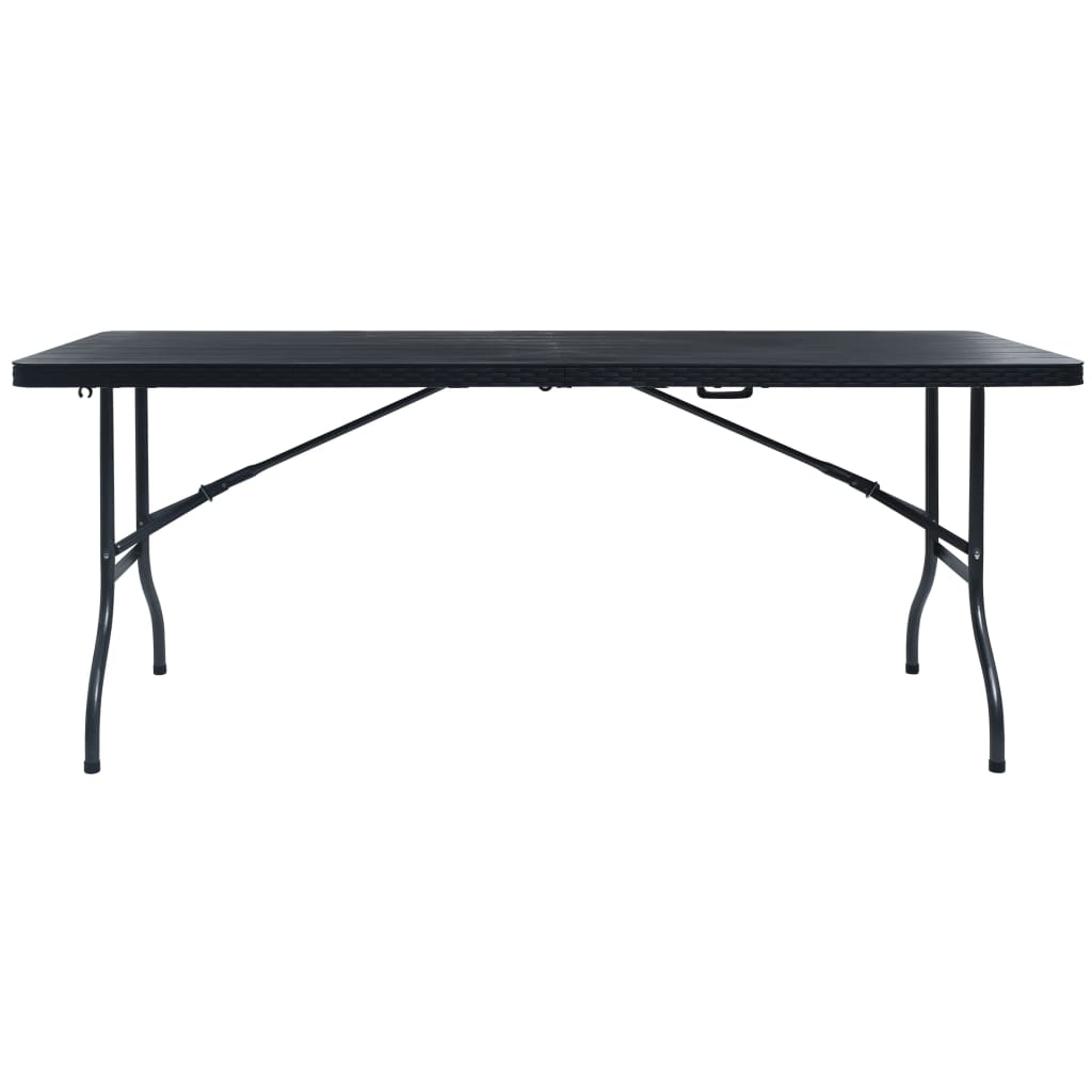 Gartentisch Klappbar Schwarz 180×75×72 cm HDPE Rattan-Optik