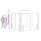 Pavillon mit Netz 300x300x265 cm Creme