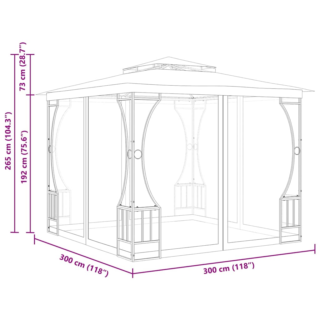 Pavillon mit Netz 300x300x265 cm Anthrazit