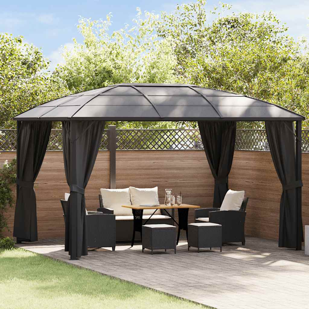 Pavillon mit Vorhängen 400 x 300 x 265 cm Anthrazit