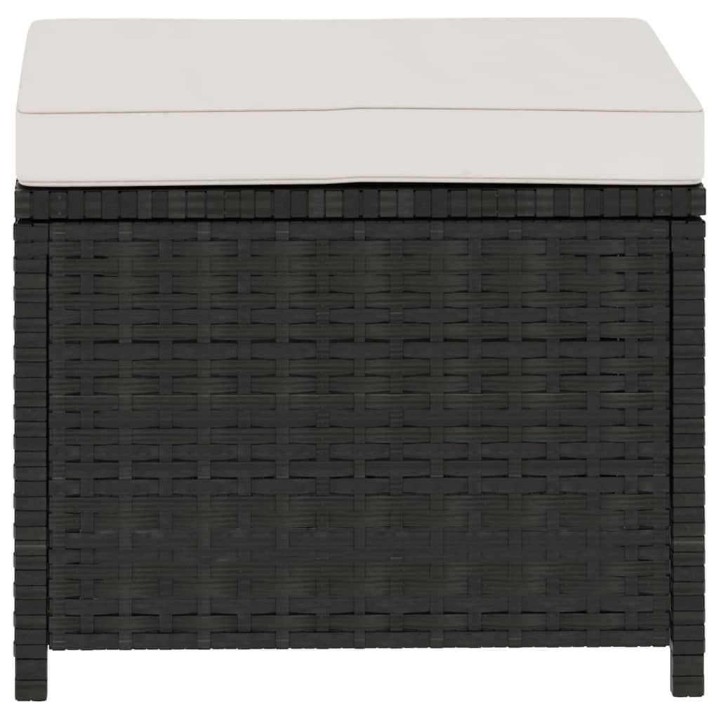 5-tlg. Garten-Lounge-Set mit Auflagen Poly Rattan Schwarz