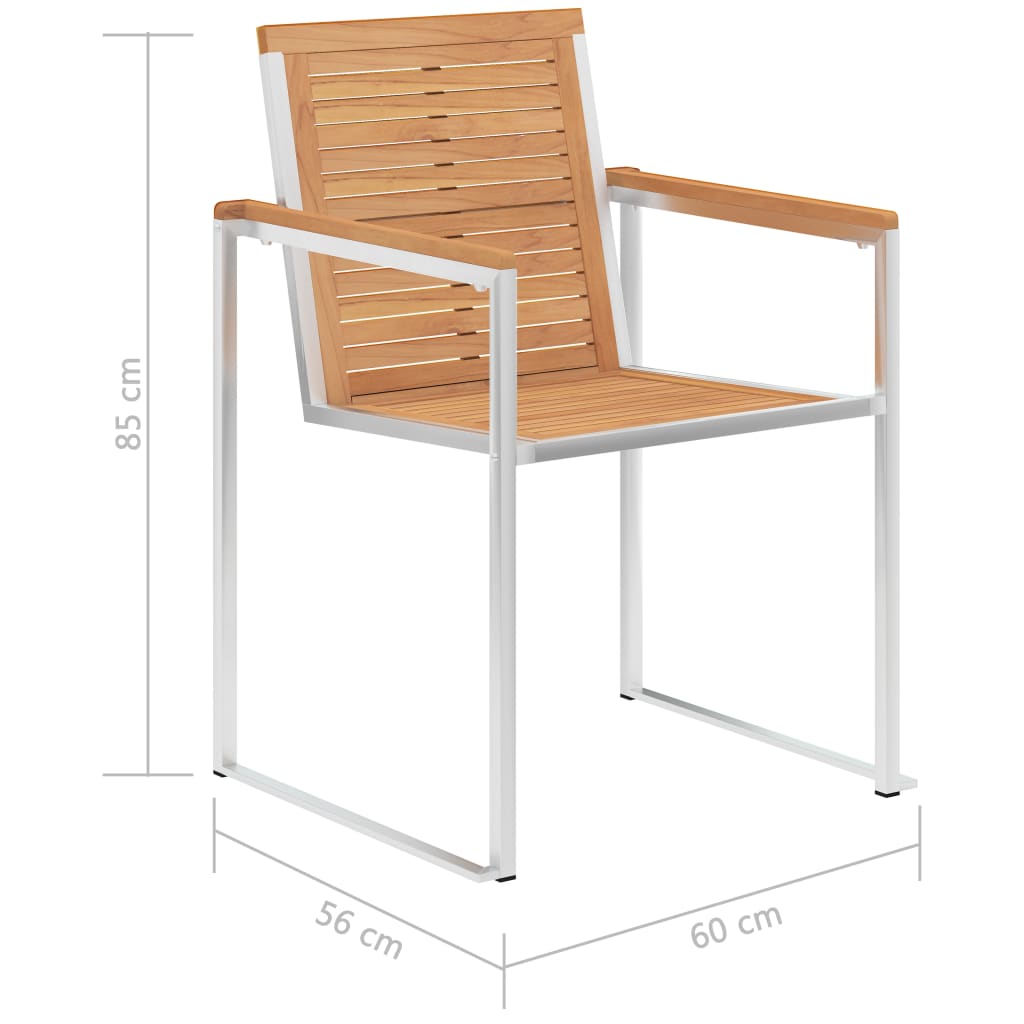 Gartenstühle 2 Stk. Massivholz Teak und Edelstahl