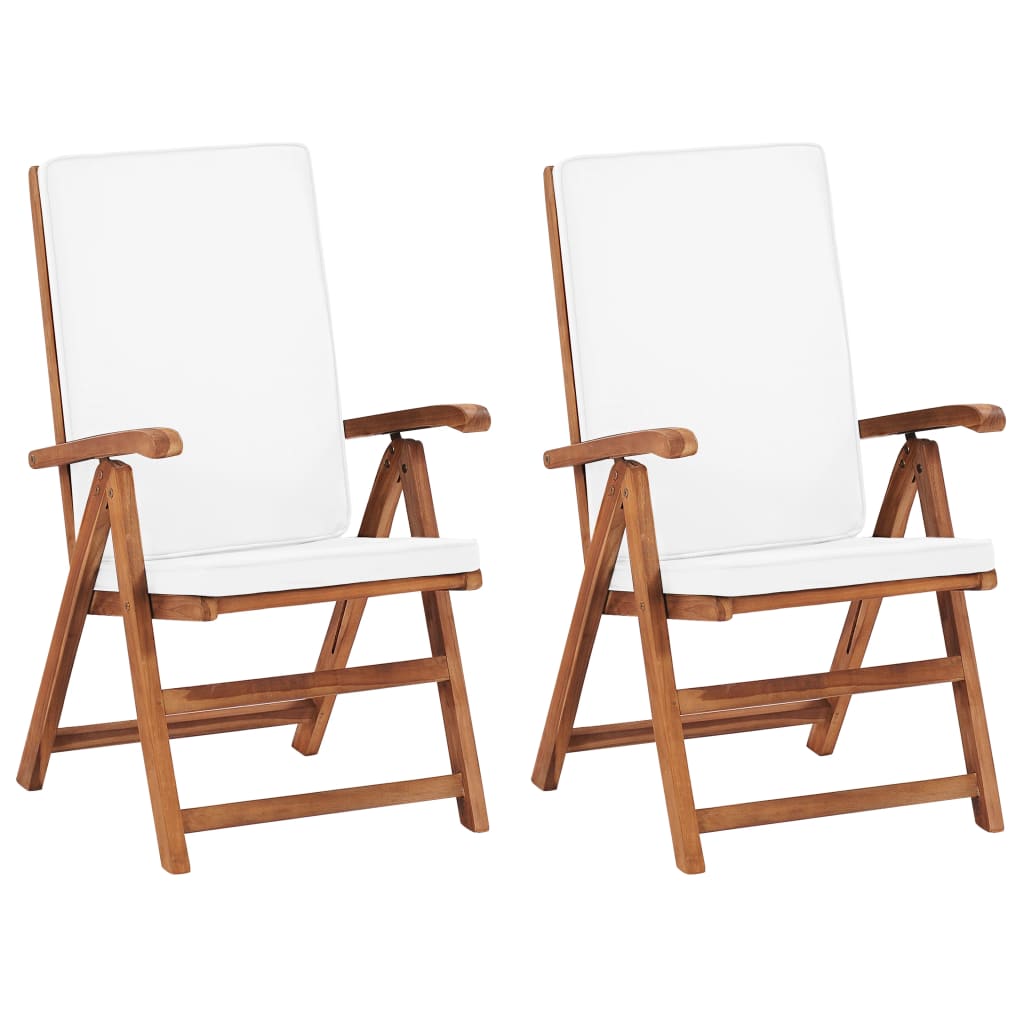 Garten-Liegestühle 2 Stk. mit Auflagen Massivholz Teak