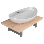 2-tlg. Badmöbel-Set Keramik Eichenbraun
