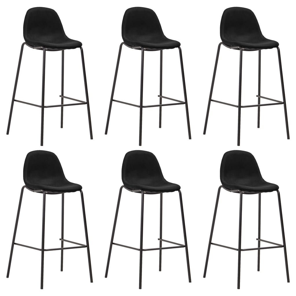 Barhocker 6 Stk. Schwarz Stoff