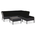 6-tlg. Garten-Lounge-Set mit Auflagen Poly Rattan Schwarz