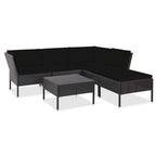 6-tlg. Garten-Lounge-Set mit Auflagen Poly Rattan Schwarz