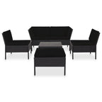6-tlg. Garten-Lounge-Set mit Auflagen Poly Rattan Schwarz