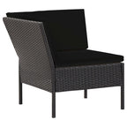 6-tlg. Garten-Lounge-Set mit Auflagen Poly Rattan Schwarz