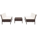 5-tlg. Garten-Sofagarnitur mit Auflagen Poly Rattan Braun