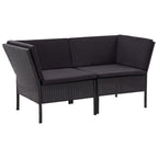 6-tlg. Garten-Lounge-Set mit Auflagen Poly Rattan Schwarz