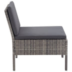 3-tlg. Garten-Lounge-Set mit Auflagen Poly Rattan Grau
