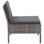 3-tlg. Garten-Lounge-Set mit Auflagen Poly Rattan Grau