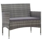 4-tlg. Garten-Lounge-Set mit Auflagen Poly Rattan Grau